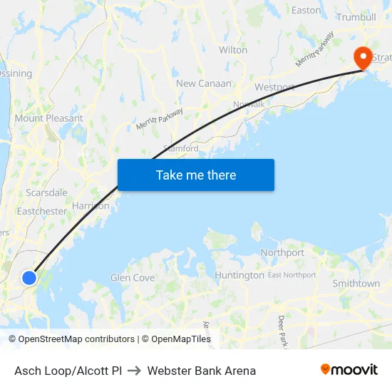 Asch Loop/Alcott Pl to Webster Bank Arena map