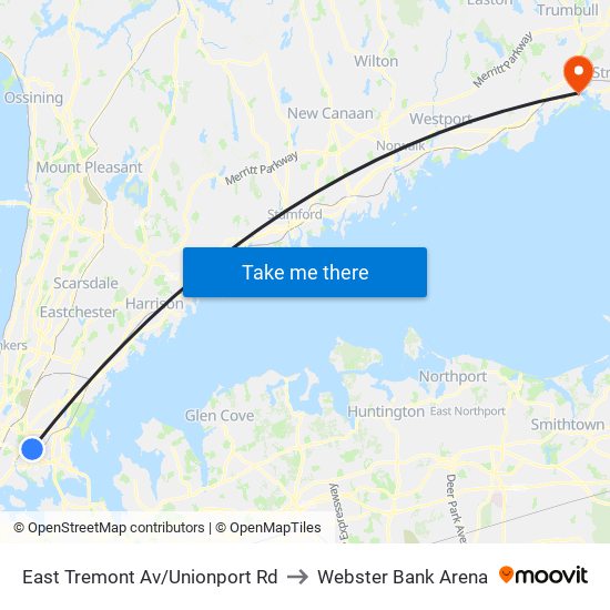 East Tremont Av/Unionport Rd to Webster Bank Arena map