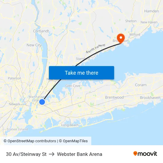 30 Av/Steinway St to Webster Bank Arena map