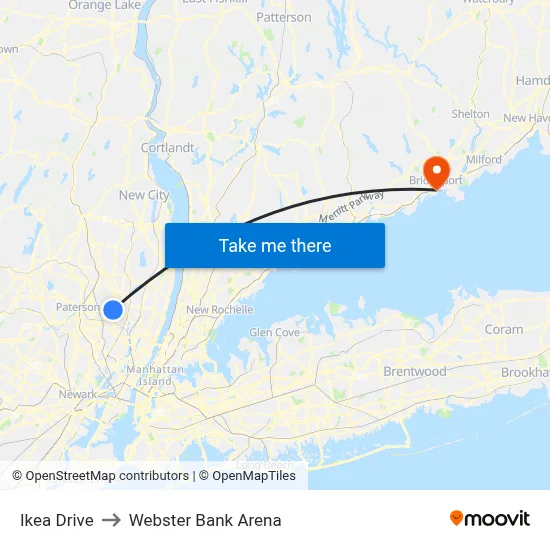 Ikea Drive to Webster Bank Arena map