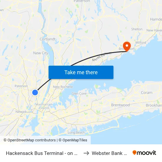 Hackensack Bus Terminal - on Moore St to Webster Bank Arena map