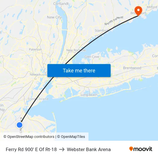 Ferry Rd 900' E Of Rt-18 to Webster Bank Arena map