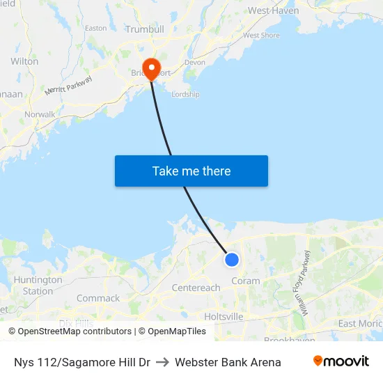 Nys 112/Sagamore Hill Dr to Webster Bank Arena map