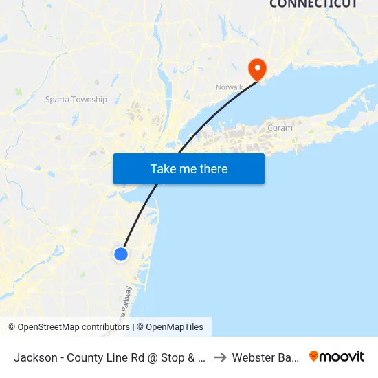 Jackson - County Line Rd @ Stop & Shop (Southbound) to Webster Bank Arena map
