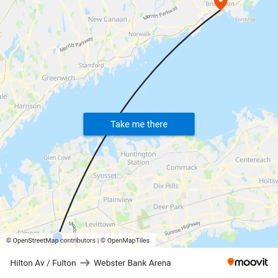 Hilton Av / Fulton to Webster Bank Arena map