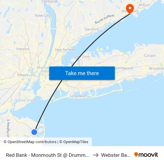 Red Bank - Monmouth St @ Drummond Pl (Southbound) to Webster Bank Arena map