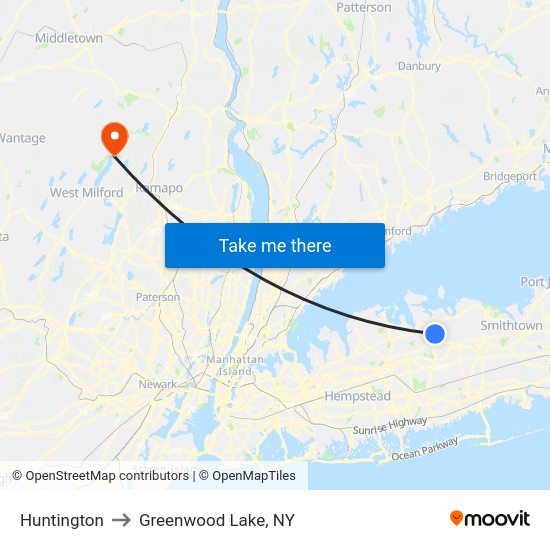 Huntington to Greenwood Lake, NY with public transportation