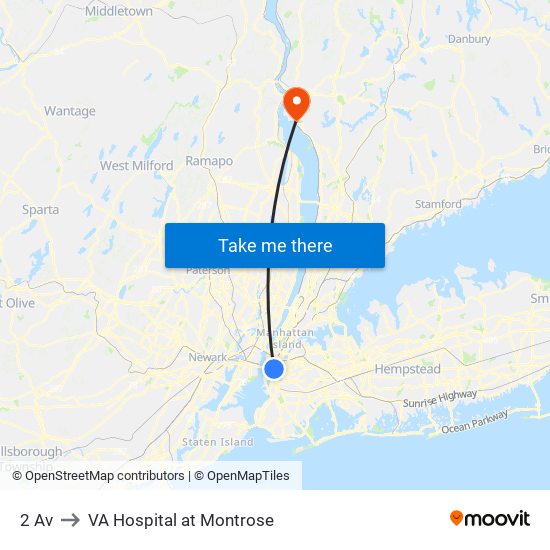 2 Av to VA Hospital at Montrose map
