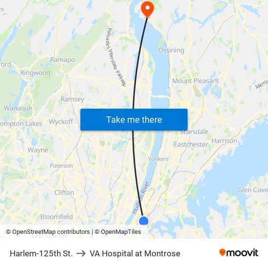 Harlem-125th St. to VA Hospital at Montrose map