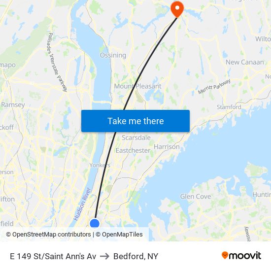 E 149 St/Saint Ann's Av to Bedford, NY map