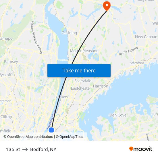 135 St to Bedford, NY map
