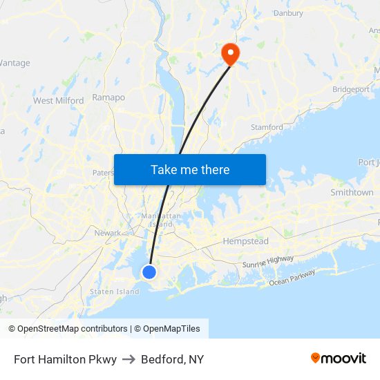 Fort Hamilton Pkwy to Bedford, NY map