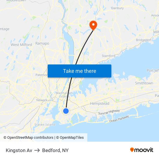 Kingston Av to Bedford, NY map