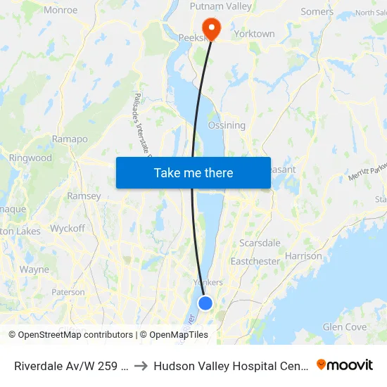 Riverdale Av/W 259 St to Hudson Valley Hospital Center map