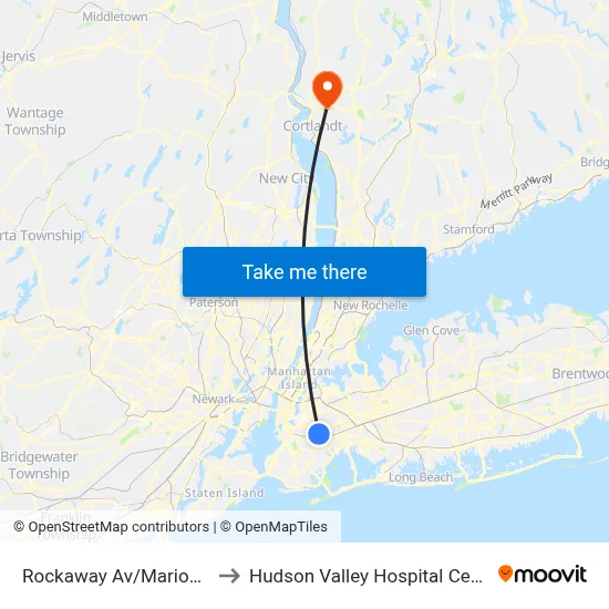 Rockaway Av/Marion St to Hudson Valley Hospital Center map