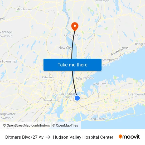 Ditmars Blvd/27 Av to Hudson Valley Hospital Center map