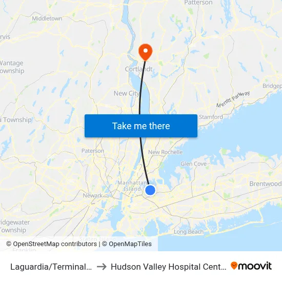 Laguardia/Terminal C to Hudson Valley Hospital Center map