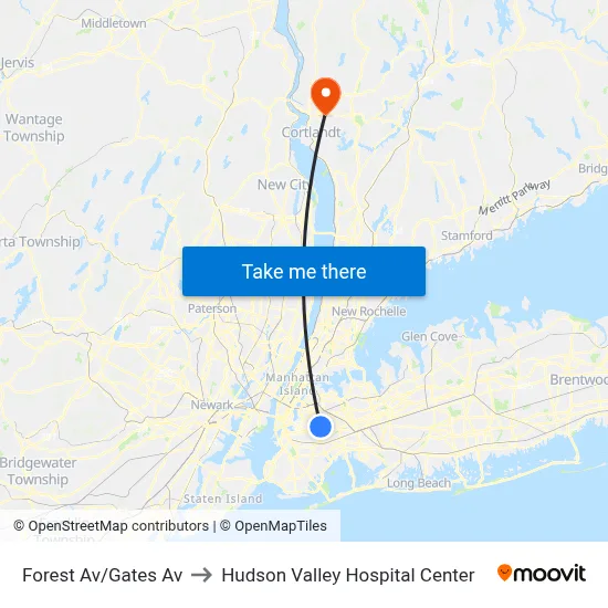 Forest Av/Gates Av to Hudson Valley Hospital Center map
