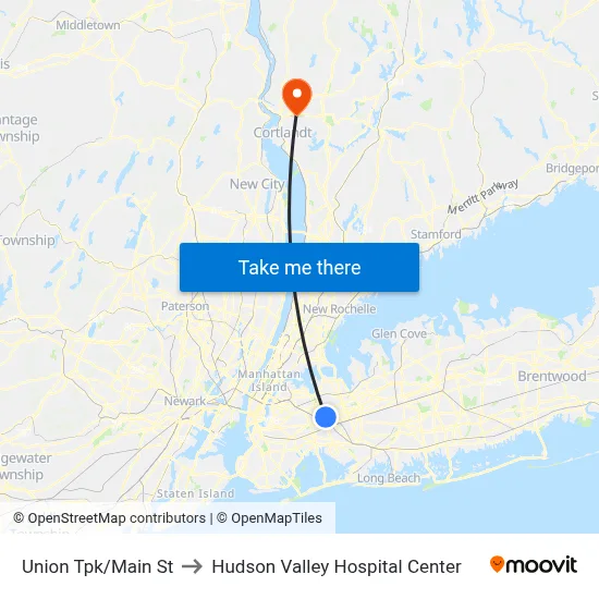 Union Tpk/Main St to Hudson Valley Hospital Center map