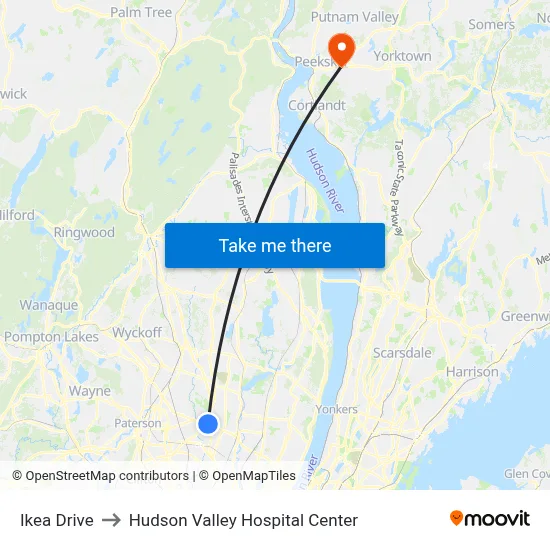 Ikea Drive to Hudson Valley Hospital Center map