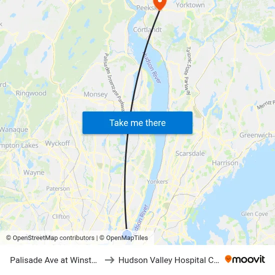 Palisade Ave at Winston Dr to Hudson Valley Hospital Center map