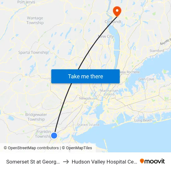 Somerset St at George St to Hudson Valley Hospital Center map
