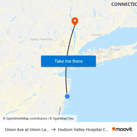 Union Ave at Union Lane# to Hudson Valley Hospital Center map