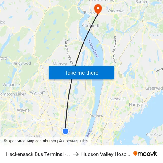 Hackensack Bus Terminal - on Moore St to Hudson Valley Hospital Center map