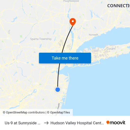 Us-9 at Sunnyside Rd to Hudson Valley Hospital Center map