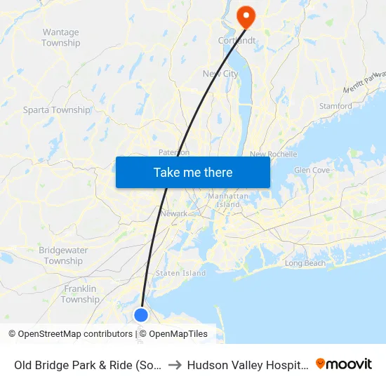 Old Bridge Park & Ride (Southbound) to Hudson Valley Hospital Center map