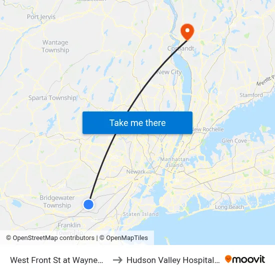 West Front St at Waynewood Pk to Hudson Valley Hospital Center map