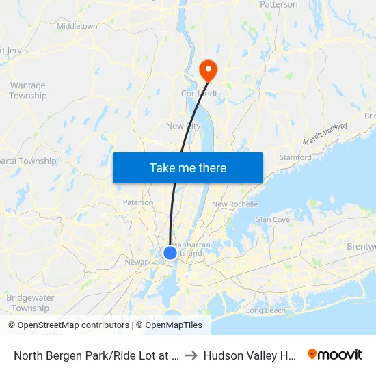 North Bergen Park/Ride Lot at Bus Stop Opposite T to Hudson Valley Hospital Center map