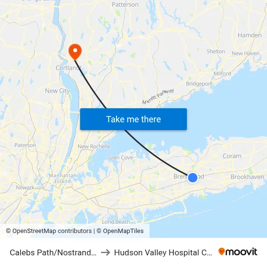 Calebs Path/Nostrand Ave to Hudson Valley Hospital Center map