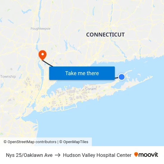 Nys 25/Oaklawn Ave to Hudson Valley Hospital Center map