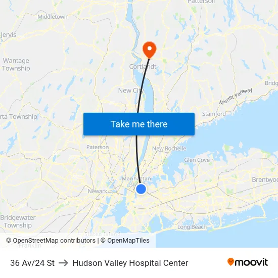 36 Av/24 St to Hudson Valley Hospital Center map