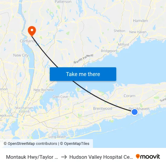 Montauk Hwy/Taylor Ave to Hudson Valley Hospital Center map