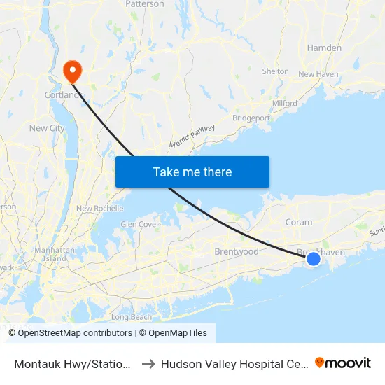 Montauk Hwy/Station Rd to Hudson Valley Hospital Center map
