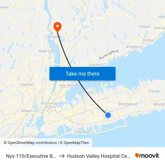 Nys 110/Executive Blvd to Hudson Valley Hospital Center map
