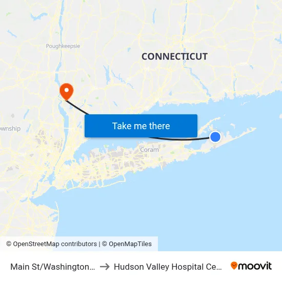 Main St/Washington St to Hudson Valley Hospital Center map