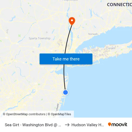 Sea Girt - Washington Blvd @ 5th Ave (Northbound) to Hudson Valley Hospital Center map