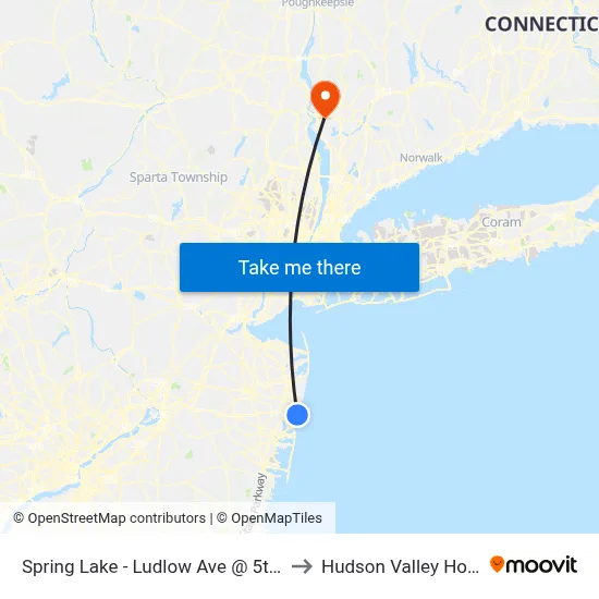 Spring Lake - Ludlow Ave @ 5th Ave (Northbound) to Hudson Valley Hospital Center map