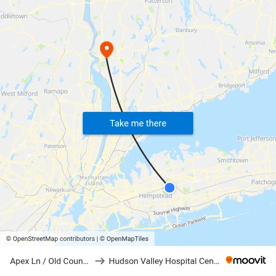Apex Ln / Old Country to Hudson Valley Hospital Center map
