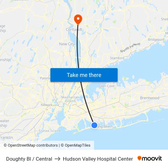 Doughty Bl / Central to Hudson Valley Hospital Center map
