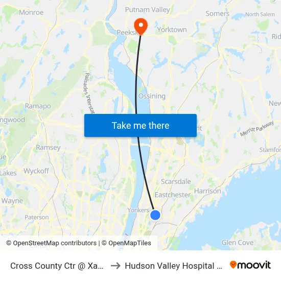 Cross County Ctr @ Xavier Dr to Hudson Valley Hospital Center map