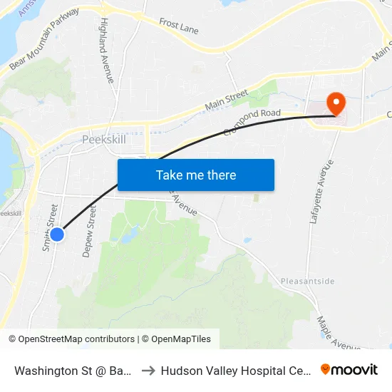 Washington St @ Bay St to Hudson Valley Hospital Center map