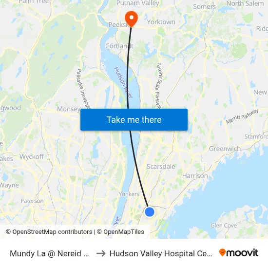 Mundy La @ Nereid Ave to Hudson Valley Hospital Center map