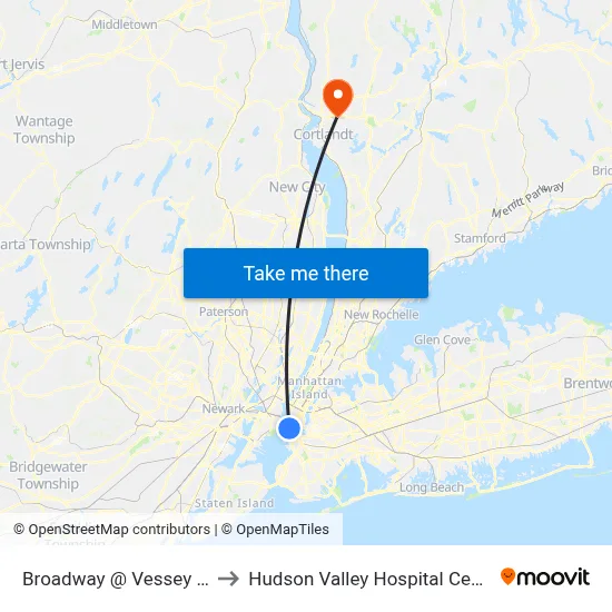 Broadway @ Vessey St. to Hudson Valley Hospital Center map