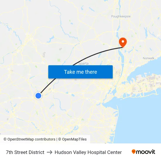 7th Street District to Hudson Valley Hospital Center map