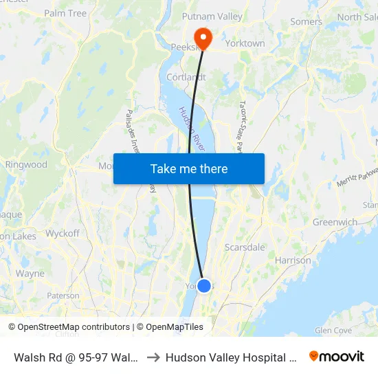 Walsh Rd @ 95-97 Walsh Rd to Hudson Valley Hospital Center map