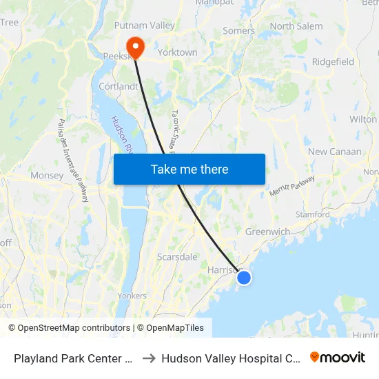Playland Park Center Lane to Hudson Valley Hospital Center map